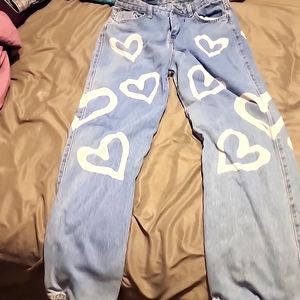 Heart Print Jeans